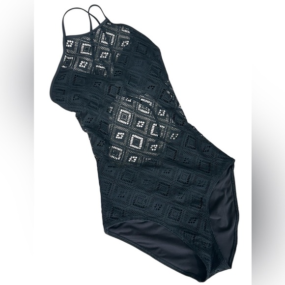 Aerie Elegant Black Lace Crochet One-Piece Swimsuit, Size S/P - Picture 1 of 8